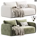 Two Seater Sofa Featuring Striped Design Decorative Pillows Knit Blanket And Color Options