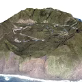 Coastal Mountain Garden Landscape With Lush Greenery Winding Paths And Water Features