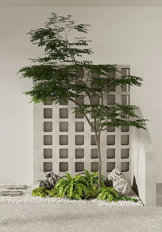 Modern indoor landscape sketch indoor landscape plant pile plant combination courtyard sketch 3d model