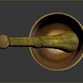 Brass Mortar and Pestle with Carved Patterns and Stable Base for Kitchen Use
