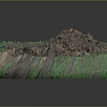 Square Shaped Terrain Model With Green Vegetation Soil Pit And Rocky Texture