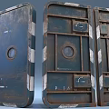 Vintage Storage Cabinets With Worn Design In Various Colors Arranged For