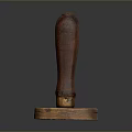 Vintage Wooden Stamp With Engraved Text Emblem Design And Brown Handle On Dark Background