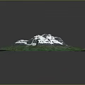 Snow Covered Central Terrain Surrounded by Lush Green Vegetation and River Like Textures