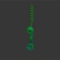 Blue And Green Computer Headset With Coiled Cord On Dark Surface Design