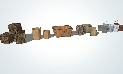 Modern bucket country wooden box 3d model