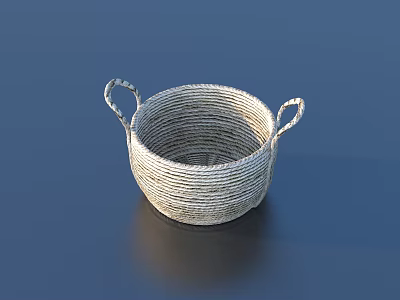 Natural Woven Storage Basket with Two Handles for Home Organization Needs 3d model