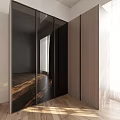 Modern Wardrobe Interior Design With Glass Doors And Wooden Panels
