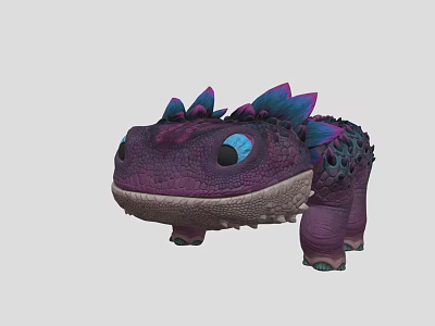 Cute Purple Fantasy Game And Movie Character With Blue Spikes And Big Eyes 3d model
