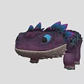 Cute Purple Fantasy Game And Movie Character With Blue Spikes And Big Eyes