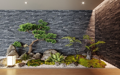 New Chinese style landscape sketch interior landscaping 3d model