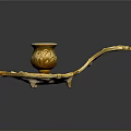 Artistic Golden Candlestick Sculpture Carving With Intricate Decorative Patterns Design