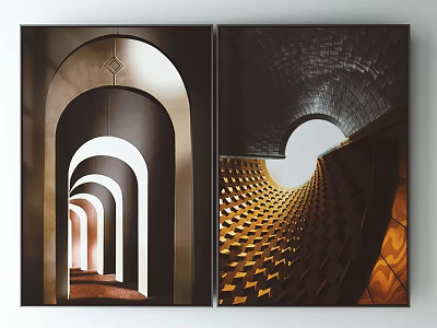 Abstract Modern Wall Art Prints Featuring Archway Patterns And Spiral Geometric Design 3d model