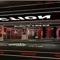 Urban Fight Club Boxing Ring Fitness Training Space With Red Black Decor