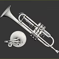 Silver Trumpet and Trombone Shiny Musical Instruments with Metallic Surface Finish