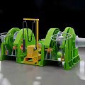 Green And Yellow Industrial Equipment With Large Wheels And Mechanical Components