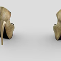 Gold Textured Peep Toe High Heels With Ankle Strap And Stiletto Heel