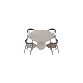 Round Top Stone Dining Table With Pedestal Base And Minimalist Design 3d model