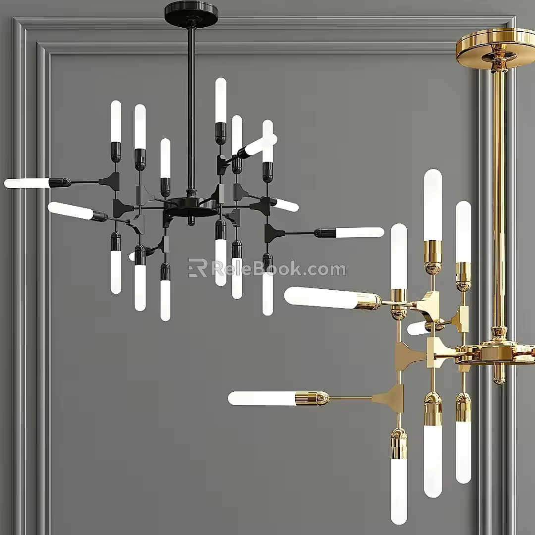 Modern chandelier dynamics symmetrical pendant lamp 3d model