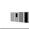 White Hinged Doors In Various Styles Featuring Panel And Glass Designs 3d model
