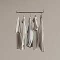 Simple Modern Clothes Hanger With Light Colored Garments Hanging For Home Storage 3d model