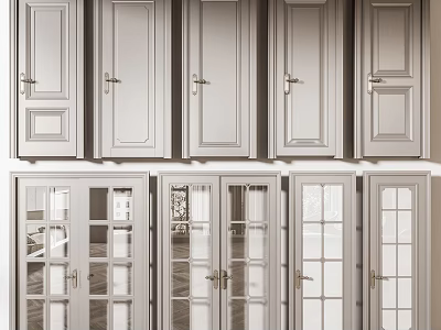 Various Styles Of White Hinged Doors With Glass Panels For Interior Design 3d model