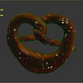 Heart Shaped Red Pretzel Snack With White Sesame Seeds On Dark Background