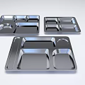 Stainless Steel Sectioned Tableware Set With Multiple Compartments For Daily Use 3d model