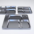 Stainless Steel Dinner Plate Canteen Dinner Plate Tray 3d model