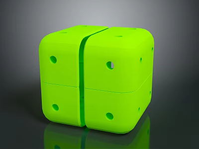 Neon Green Cube Shaped Household Organizer With Divided Compartments And Holes 3d model