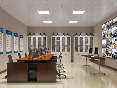 Modern monitoring room monitoring office 3d model