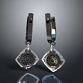 Shiny Metal Earrings with Modern Geometric Perforated Pendant Design Fashion Accessories