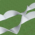 White Wavy Landscape Seats Set On Green Lawn For Outdoor Spaces