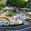 Pocket Park Landscape With Lush Green Trees Curved Pathways And Leisure Seating Areas