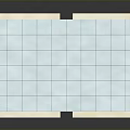Single Story Building Exterior with White Grid Patterned Roof and Front Windows Doors