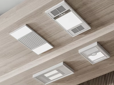 Contemporary Ceiling Light Fixtures With Rectangular And Square Designs On Wooden Ceiling 3d model