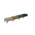 Contemporary Stylish Upholstered Ottoman With Beige Gray Teal Colors Soft Cushion And Wooden Legs