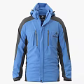 Blue And Gray Hooded Jacket With Zip Pockets And Contrast Sleeves