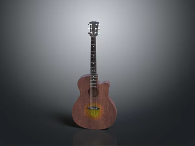 Elegant Natural Wood Acoustic Guitar Six String Household Musical Instrument for Daily Use 3d model