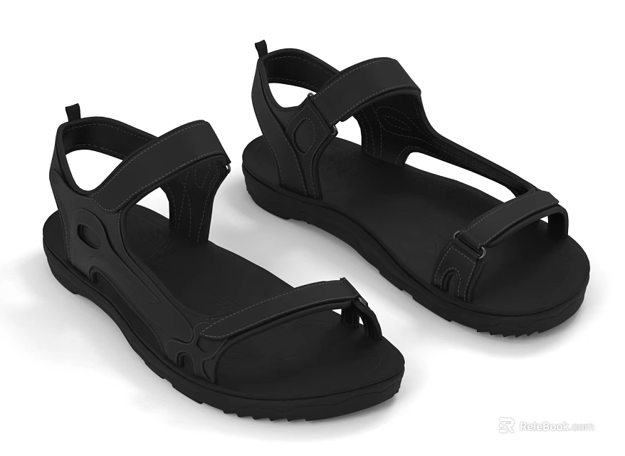 Black Casual Sandals with Adjustable Straps Non Slip Sole and Comfortable Fit for Everyday Use 3d model 