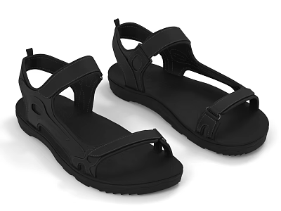 Black Casual Sandals with Adjustable Straps Non Slip Sole and Comfortable Fit for Everyday Use 3d model