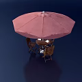 Wooden Outdoor Table Set With Pink Umbrella And Matching Chairs For Patio