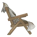 Comfortable Leisure Chair with Natural Wooden Arms and Gray White Fur Cover