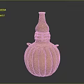 Copper Gourd Shaped Sculpture With Narrow Neck Decorative Handles And Textured Surface