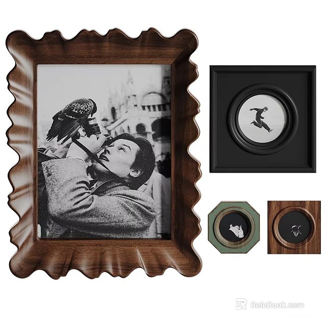 Wooden Photo Frames With Wavy Edge And Various Shapes For Home Decor 3d model 