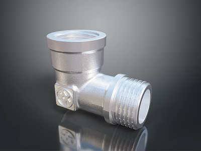 Silver Metal Pipe Elbow Fitting With Threaded Connections And Durable Design 3d model