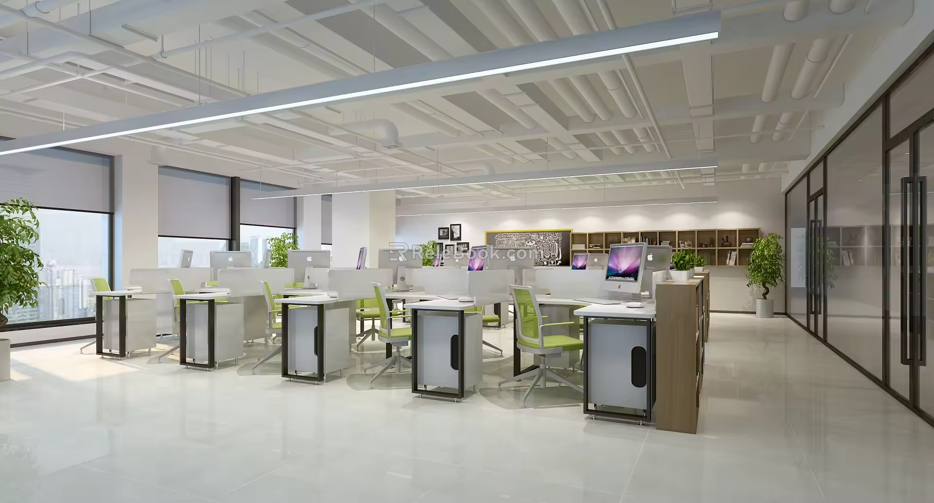 Modern public office area 3d model