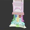 Classical Decorative Column Base With White Ornate Leaf Carvings And Intricate Patterns 3d model