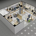 GUSKI Men's Clothing Store With Stylish Suits On Mannequins Display Racks Modern Shiny Tiled Floor
