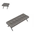 Modern Upholstered Stools With Soft Gray Cushion And Black Metal Legs For Home Furniture